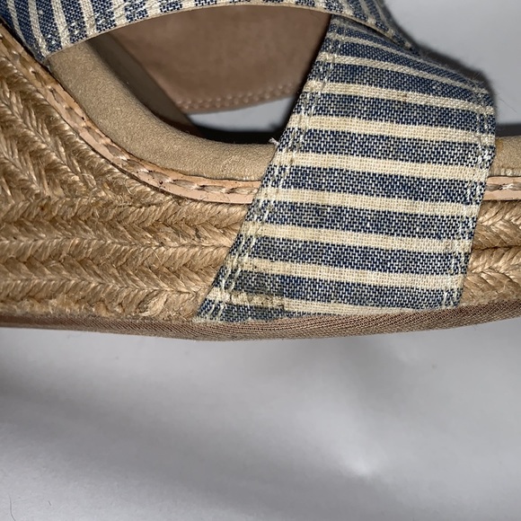 Splendid Striped Blue & White Canvas Espadrille Wedge Sandals Size 8 - Picture 10 of 11